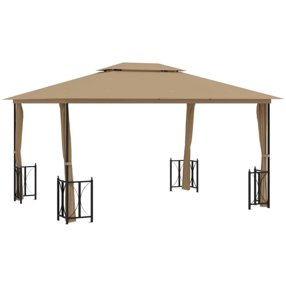Gazebo Con Teli Laterali E Doppio Tetto 3x4 M Tortora - Foto 1