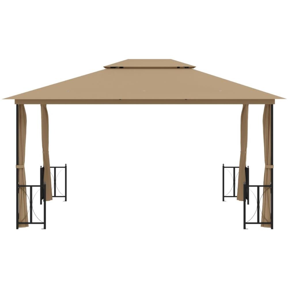 Gazebo Con Teli Laterali E Doppio Tetto 3x4 M Tortora - Foto 5
