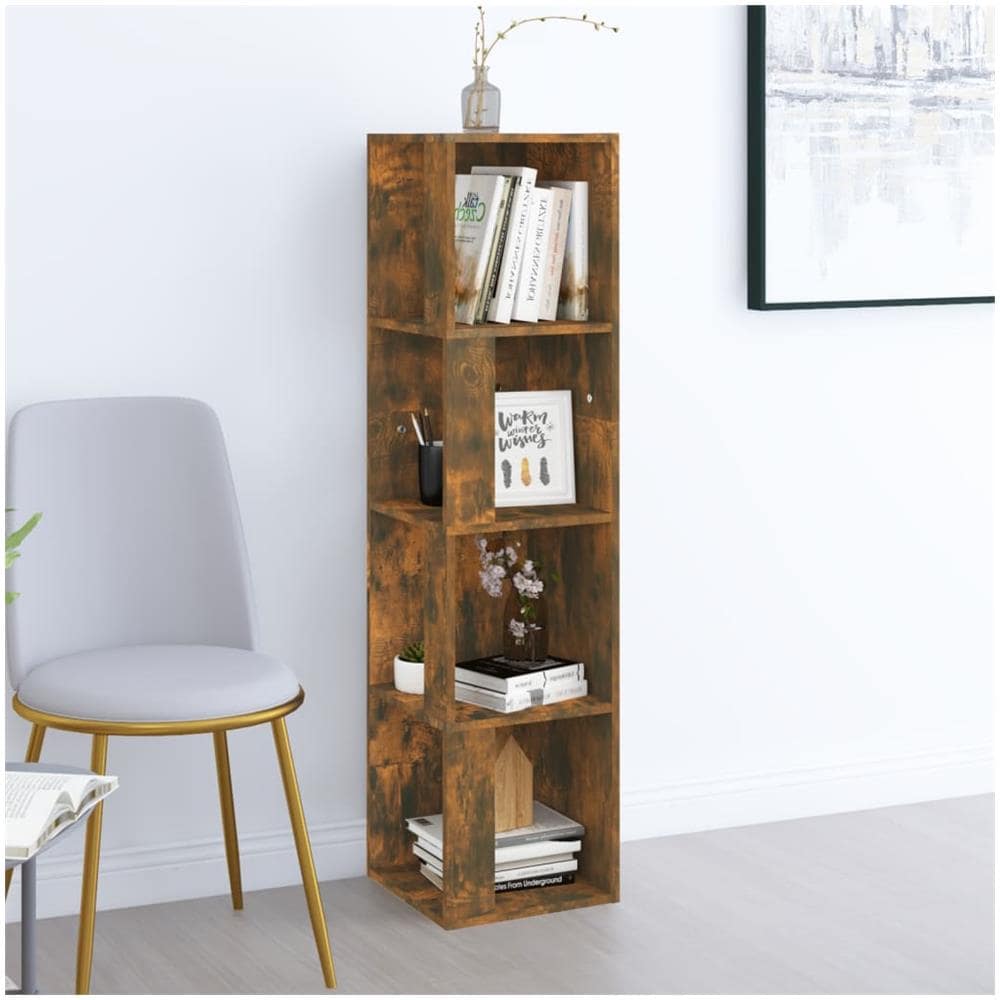 Scaffale Angolare Rovere Fumo 33x33x132 Cm Legno Multistrato - Foto 1