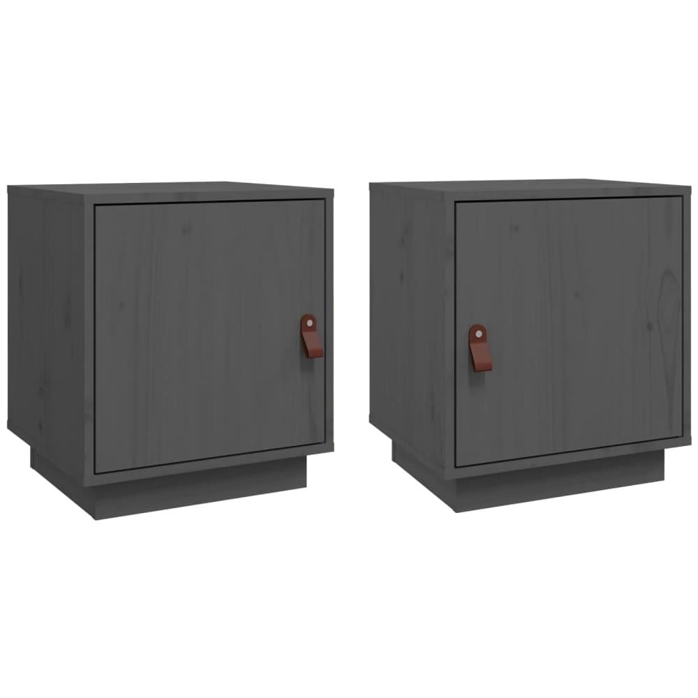 Comodini Grigi 2 Pz 40x34x45 Cm In Legno Massello Di Pino - Foto 2