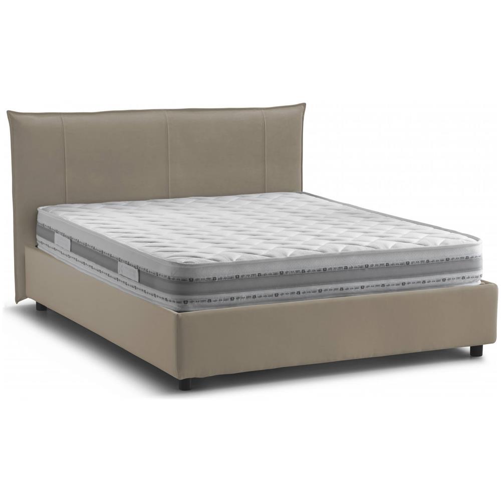 Letto Matrimoniale Ilenia, Letto Contenitore Con Rivestimento In Tessuto, 100% Made In Italy, Apertura Frontale, Con Materasso Cm 160x200 Incluso, Tortora - Foto 4
