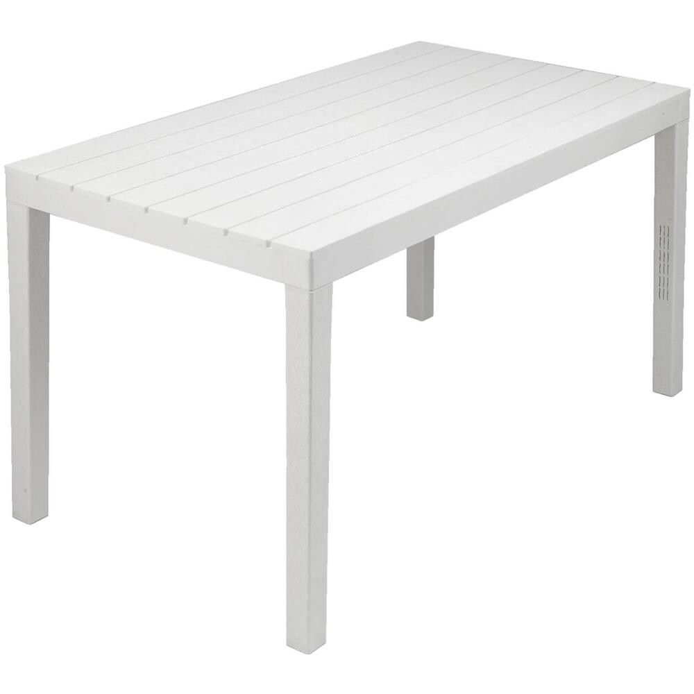 Tavolo Da Esterno Vasto, Tavolo Rettangolare Da Pranzo, Tavolo Da Giardino Indoor E Outdoor Multiuso, 100% Made In Italy, 138x78h72 Cm, Bianco - Foto 2