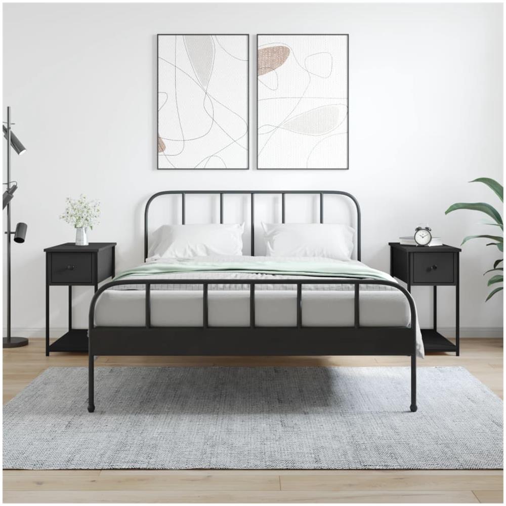 Comodini 2 Pz Neri 30x60x60 Cm In Legno Multistrato - Foto 1