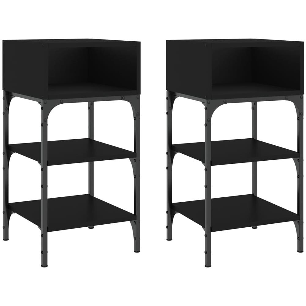 Comodini 2 Pz Neri 35x34,5x70 Cm In Legno Multistrato - Foto 2