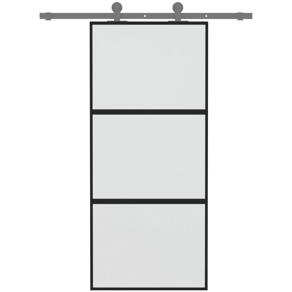 Porta Scorrevole Nera 90x205 Cm In Vetro Temperato E Alluminio - Foto 3