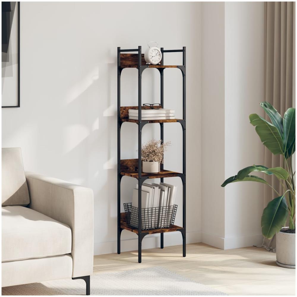 Libreria 4 Ripiani Rovere Fumo 35x30x138,5 Cm Legno Multistrato - Foto 3