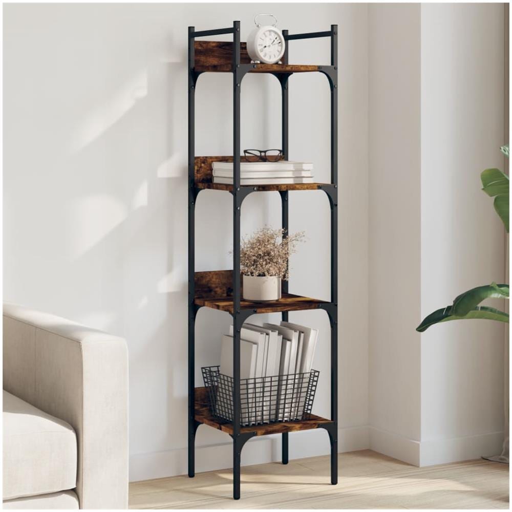 Libreria 4 Ripiani Rovere Fumo 35x30x138,5 Cm Legno Multistrato - Foto 1