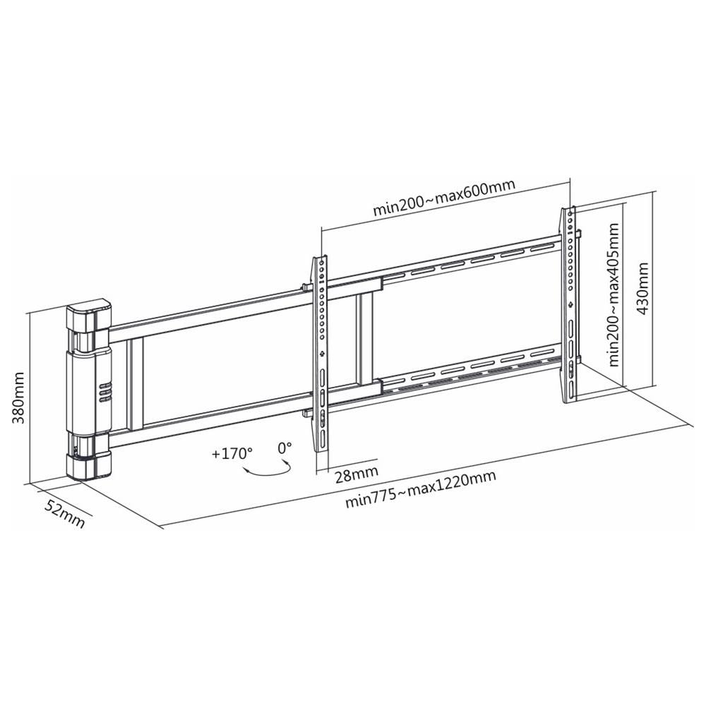 Supporto TV da Parete X-Large Motorizzato 0-170° 42"-75" Peso Massimo 50 Kg Colore Nero - Foto 6