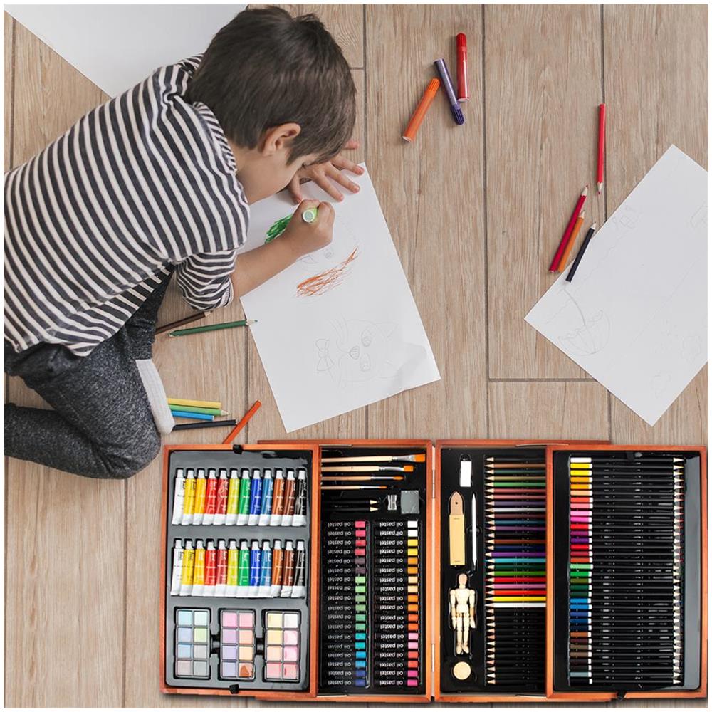 Valigetta Artista in Legno XXL con 185 Accessori Disegno Artistico Professionale - Foto 3