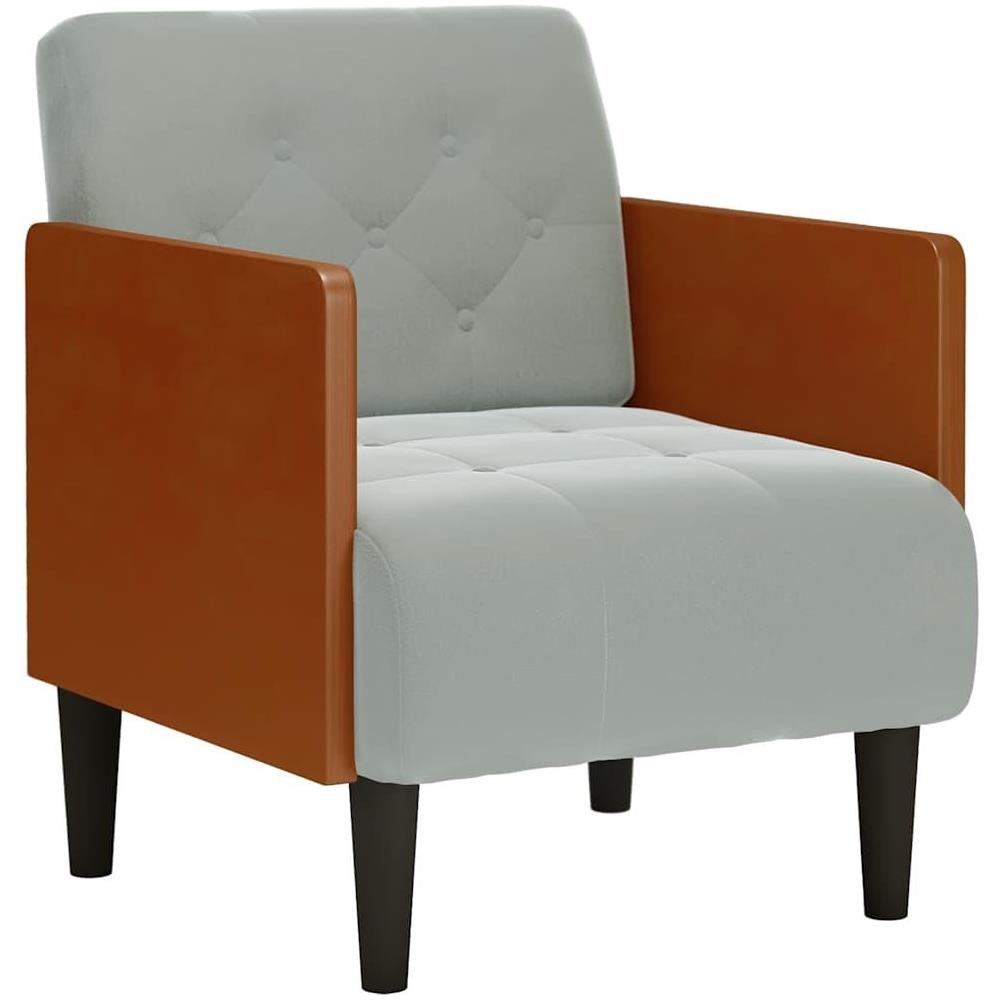 Divano Sedia con Braccioli Grigio Chiaro 55 cm in Velluto - Foto 1