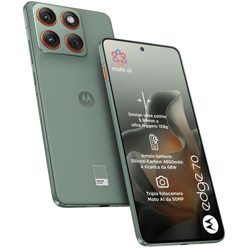 Moto Edge 70 5G 512GB 12GB Ram Display 6,67" pOLED Super HD Main Camera 50MP f / 2,0 Doppia SIM (1 nano SIM + eSIM) USB Type-C Android16 Snapdragon 7 Gen4 4800mAh Pantone Lily Pad - Foto 1