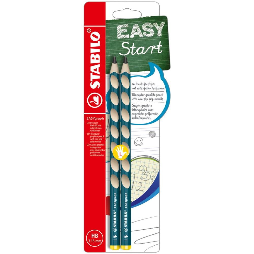 EASYgraph - Matita Ergonomica triangolare - per Mancini - Petrolio - Pack da 2 - Gradazione HB - Foto 1