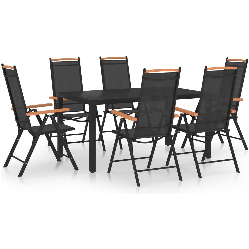 Set Mobili da Pranzo da Giardino 7 pz in Alluminio Nero - Foto 1