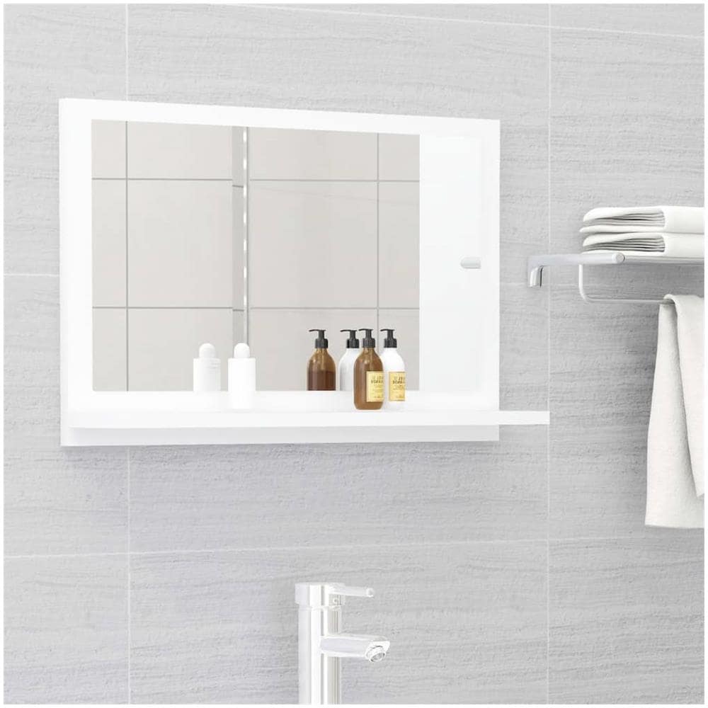 Specchio da Bagno Bianco 60x10,5x37 cm in Legno Multistrato - Foto 1