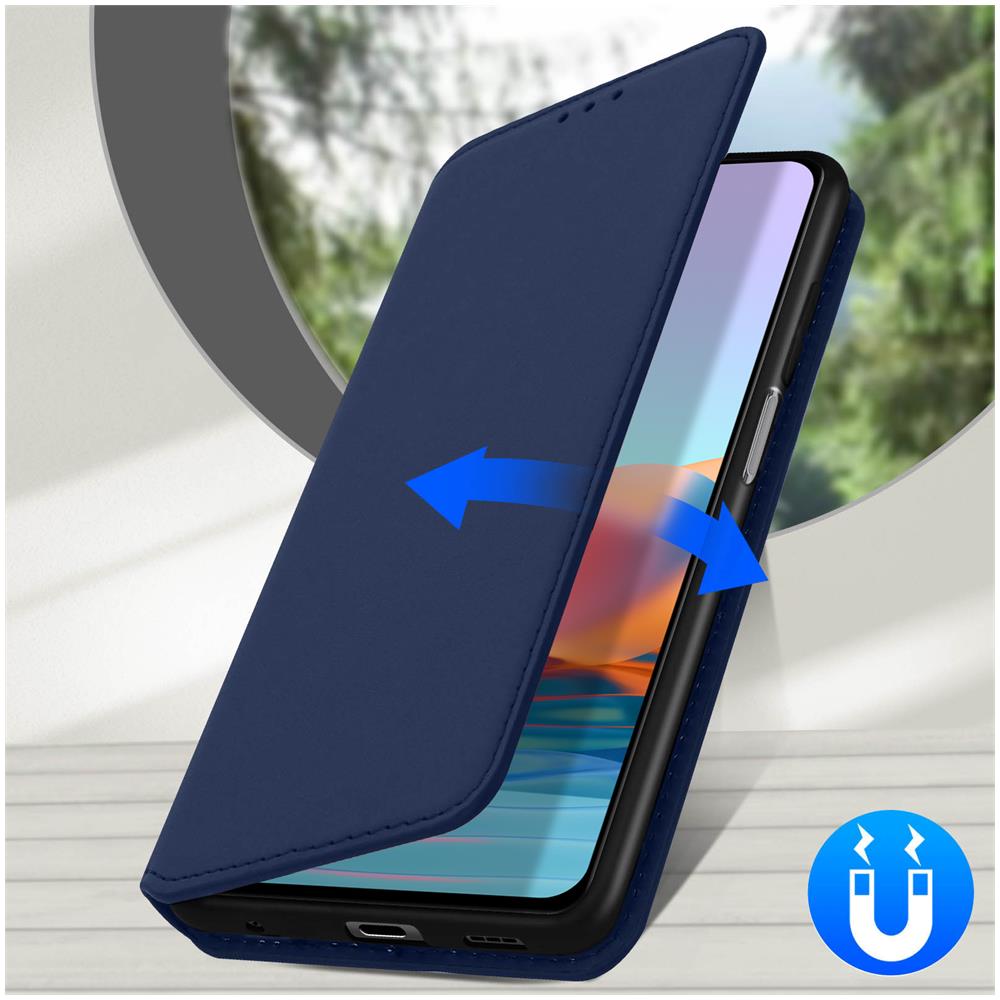 Custodia Xiaomi Redmi Note 10 Pro Portacarte Funzione Supporto Similpelle Blu - Foto 2