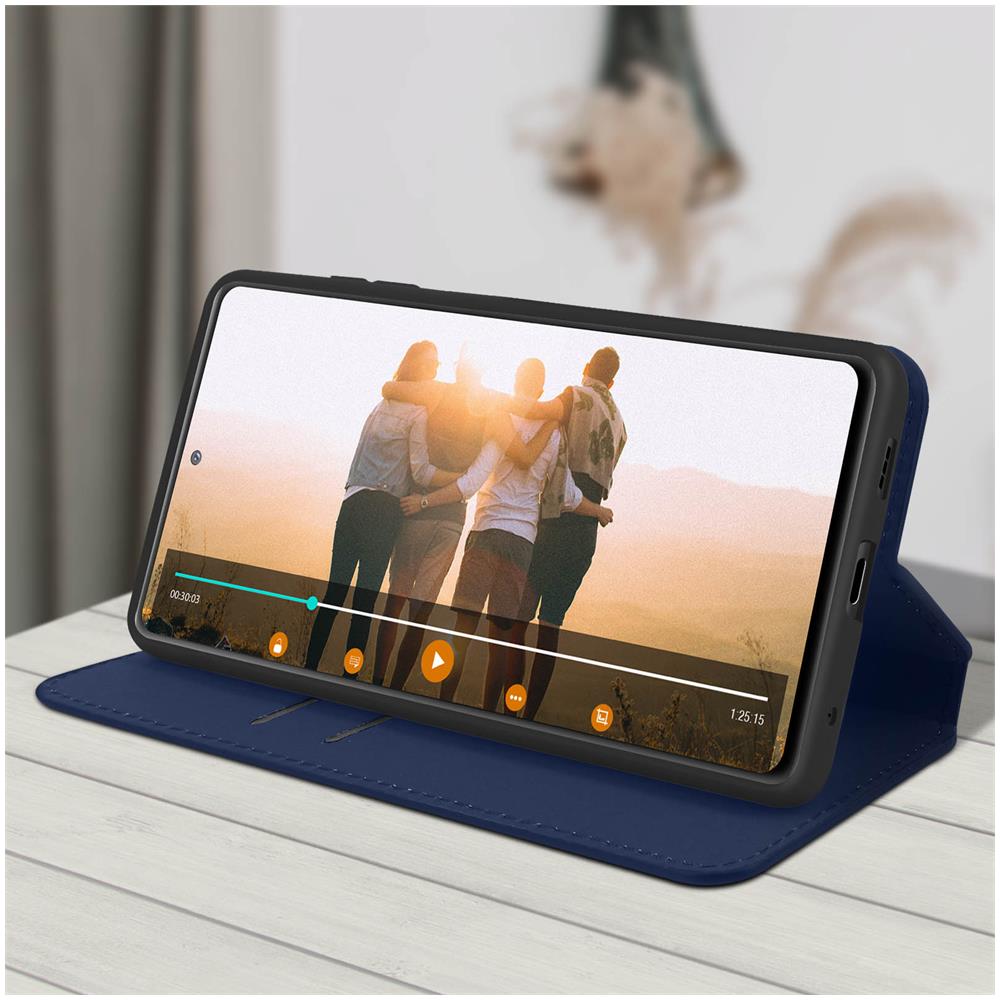 Custodia Xiaomi Redmi Note 10 Pro Portacarte Funzione Supporto Similpelle Blu - Foto 5