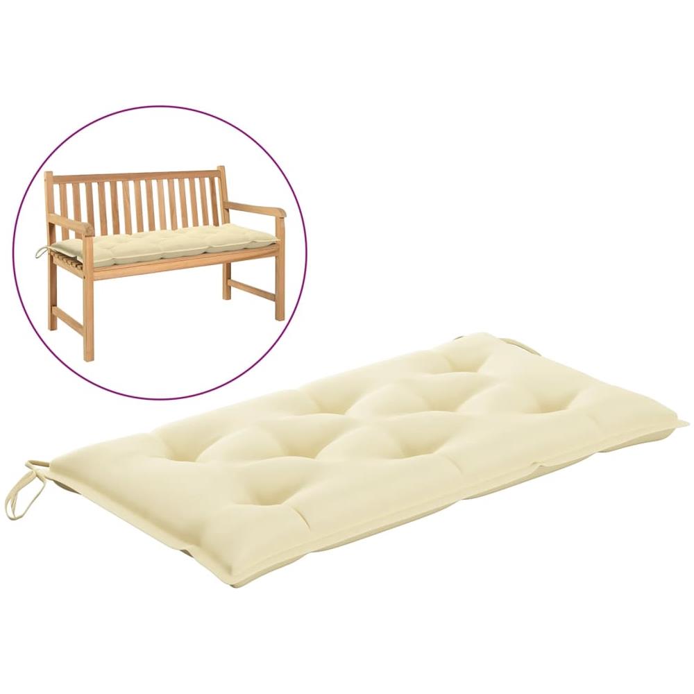 Cuscino per Panca da Giardino Bianco Crema 100x50x7 cm Tessuto - Foto 1