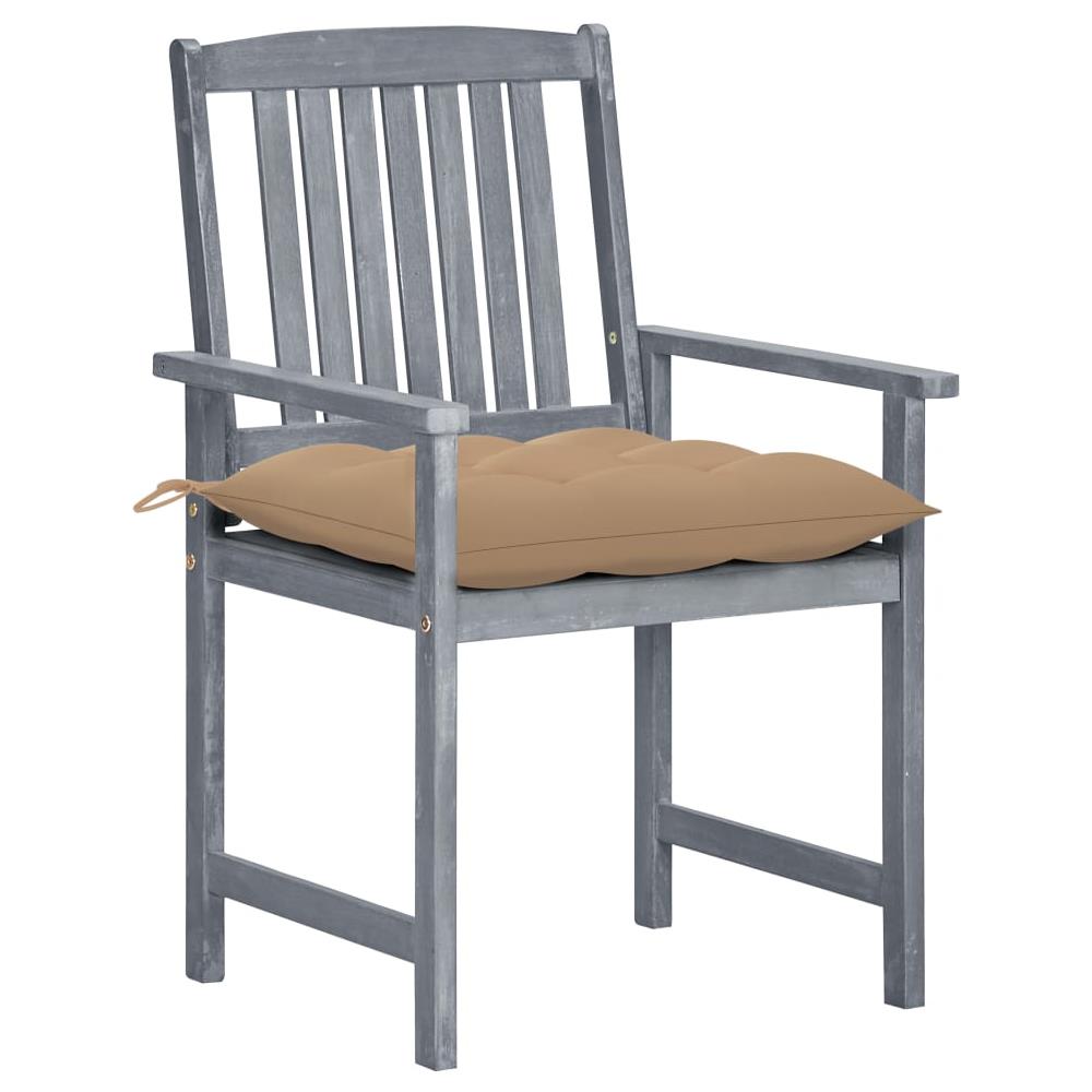 Sedie da Giardino con Cuscini 8 pz in Massello di Acacia Grigie - Foto 3