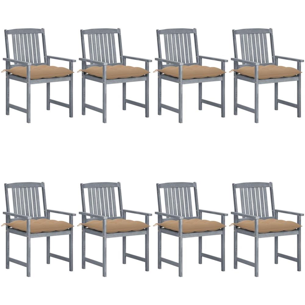 Sedie da Giardino con Cuscini 8 pz in Massello di Acacia Grigie - Foto 1