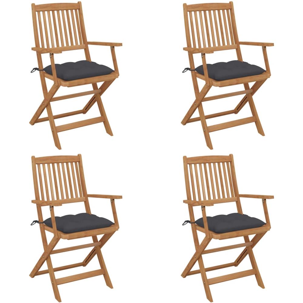 Sedie da Giardino Pieghevoli 4 pz con Cuscini Massello Acacia - Foto 1