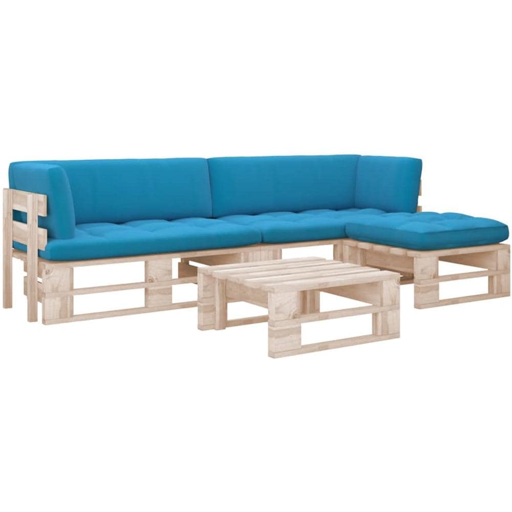 Set Divani a Pallet e Cuscini 4 pz in Legno di Pino Impregnato - Foto 1