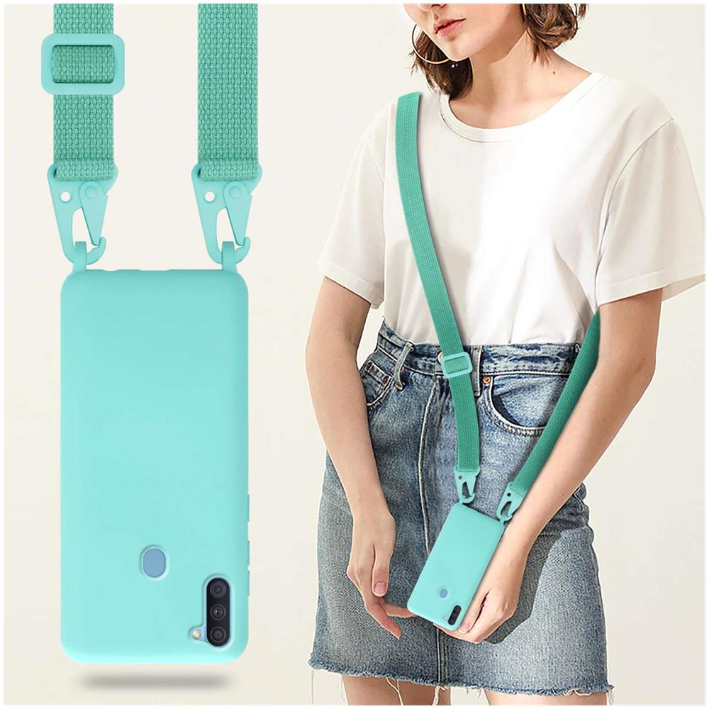 Catena Di Telefoni Cellulari Compatibile Con Samsung Galaxy A11 / M11 In Liquid Turchese - Coperchio Di Protezione In Silicone Con Cordino Regolabile In Lunghezza - Foto 6