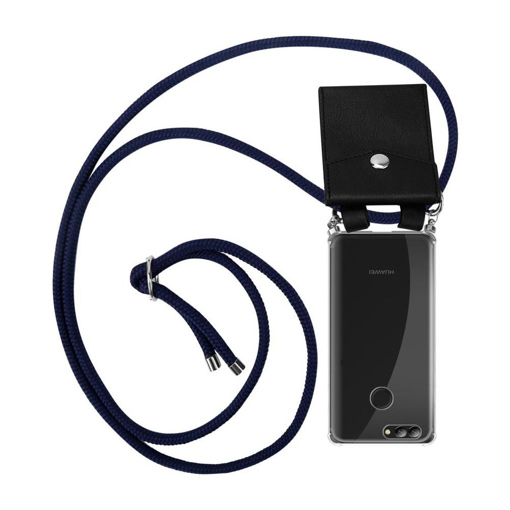 Catena Di Telefoni Cellulari Compatibile Con Huawei Nova 2 In Blu Notte - Coperchio Protettivo In Silicone Con Anelli D'argento, Cinturino In Corda E Custodia Staccabile - Foto 1