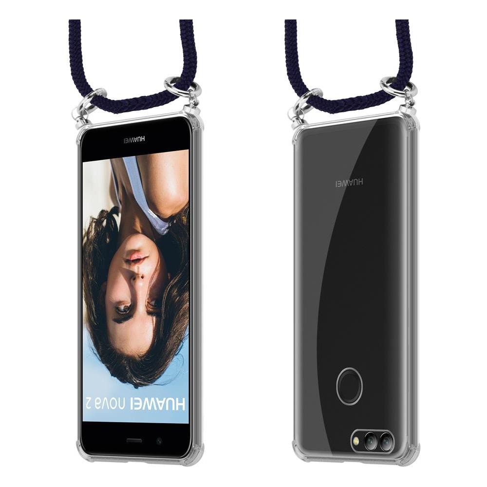 Catena Di Telefoni Cellulari Compatibile Con Huawei Nova 2 In Blu Notte - Coperchio Protettivo In Silicone Con Anelli D'argento, Cinturino In Corda E Custodia Staccabile - Foto 8