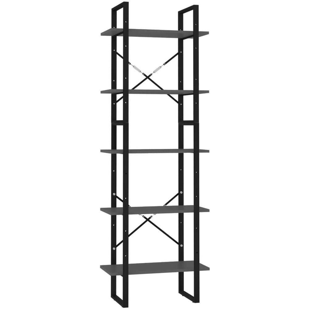 Libreria a 5 Ripiani Grigia 60x30x175 cm in Legno Multistrato - Foto 1