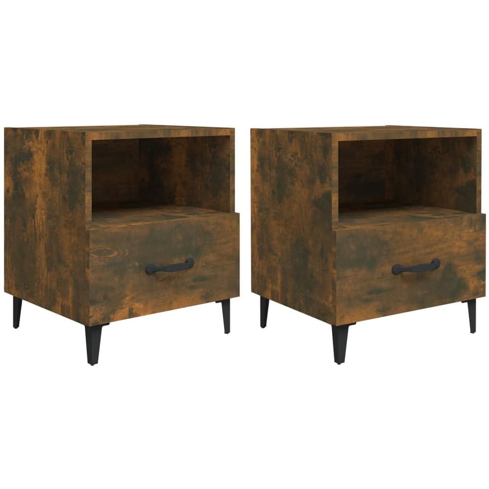 Comodini 2 Pz Rovere Fumo In Legno Multistrato - Foto 1
