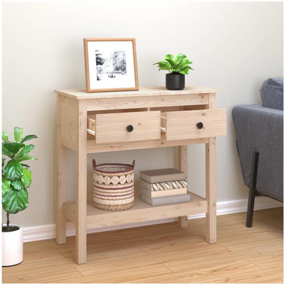 Tavolo Consolle 75x35x75 Cm In Legno Massello Di Pino - Foto 3