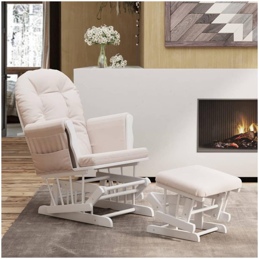 Poltrona Glider Con Sgabello Rosa Chiaro In Tessuto - Foto 1