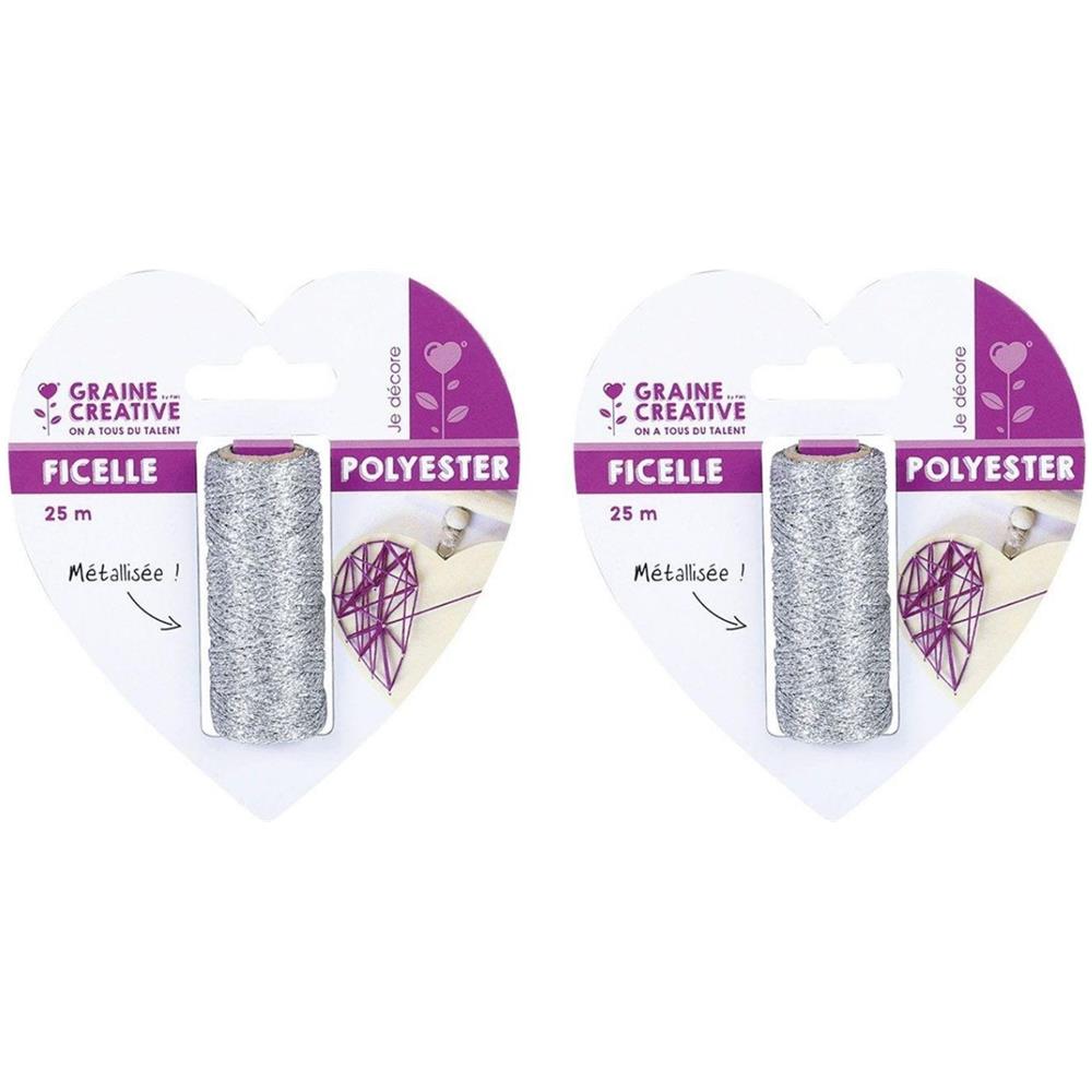 2 Bobine Di Spago Metallico Argento 25 M - Foto 1