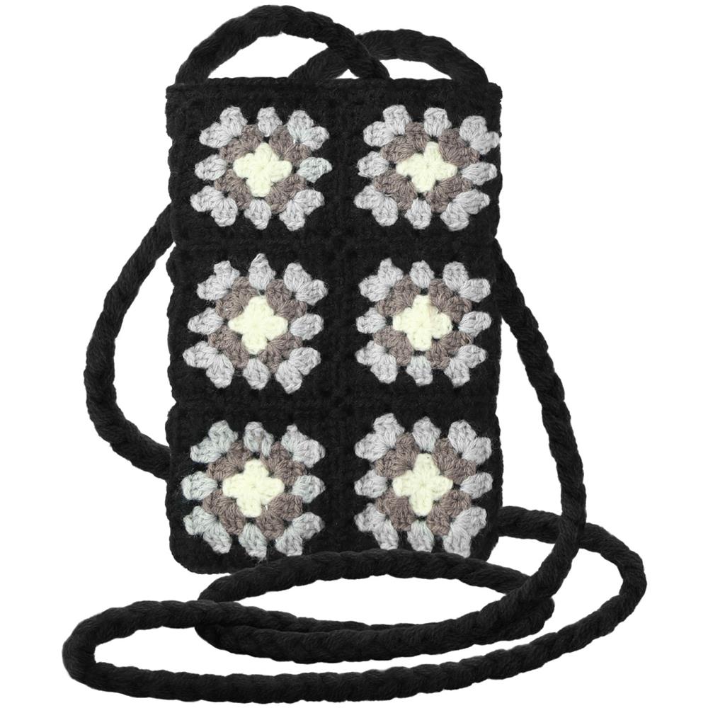 Pochette A Tracolla Per Smartphone Quadrati All'uncinetto Serie Squareweave Nera - Foto 1