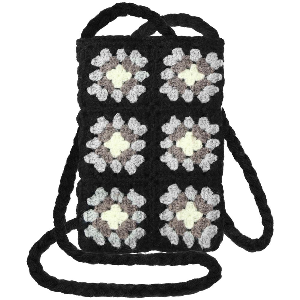 Pochette A Tracolla Per Smartphone Quadrati All'uncinetto Serie Squareweave Nera - Foto 5