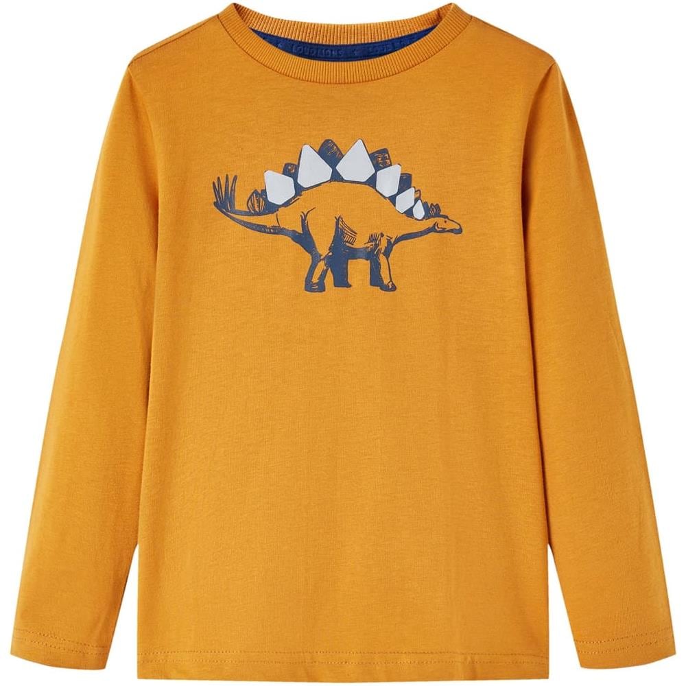 Maglietta Da Bambino A Maniche Lunghe Stampa Dinosauro Ocra Scuro 116 - Foto 1