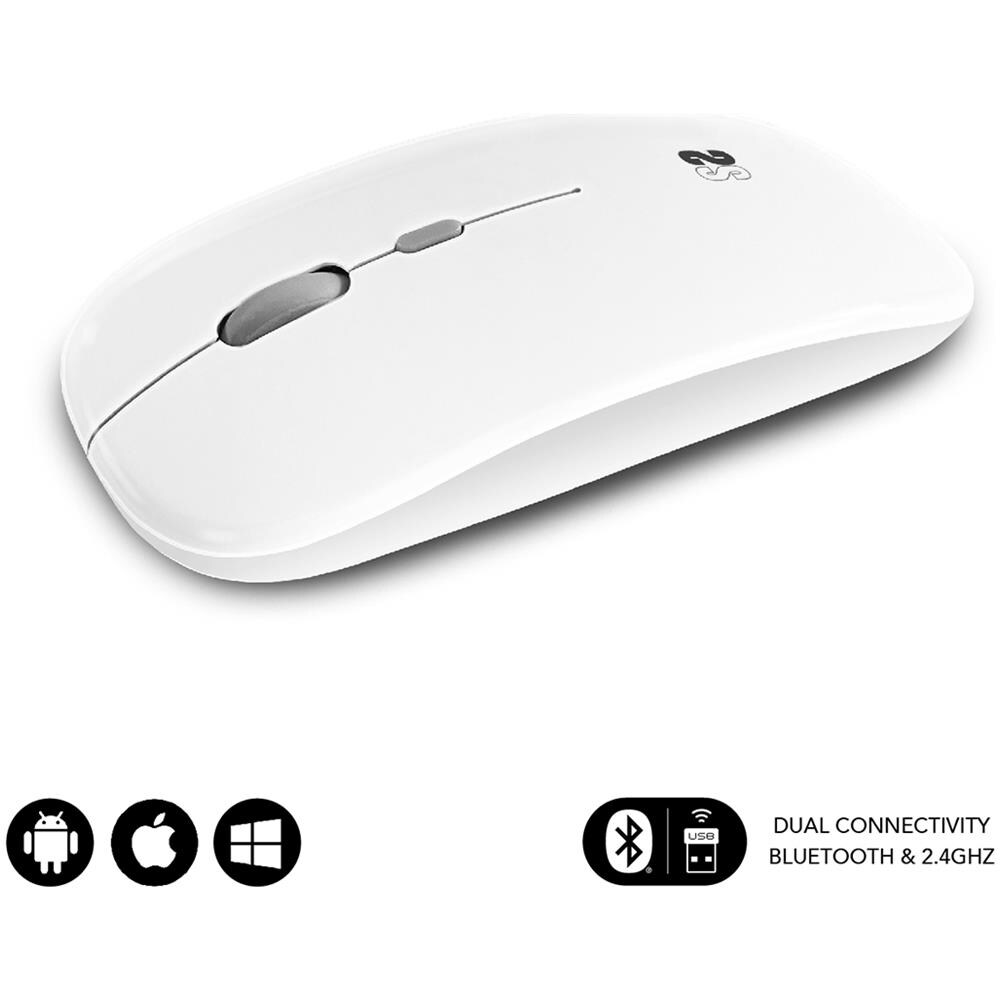 DUAL FLAT MOUSE RECHARGEABLE 1600 DPI WHITE SUBMO-DFLAT21 - Foto 1