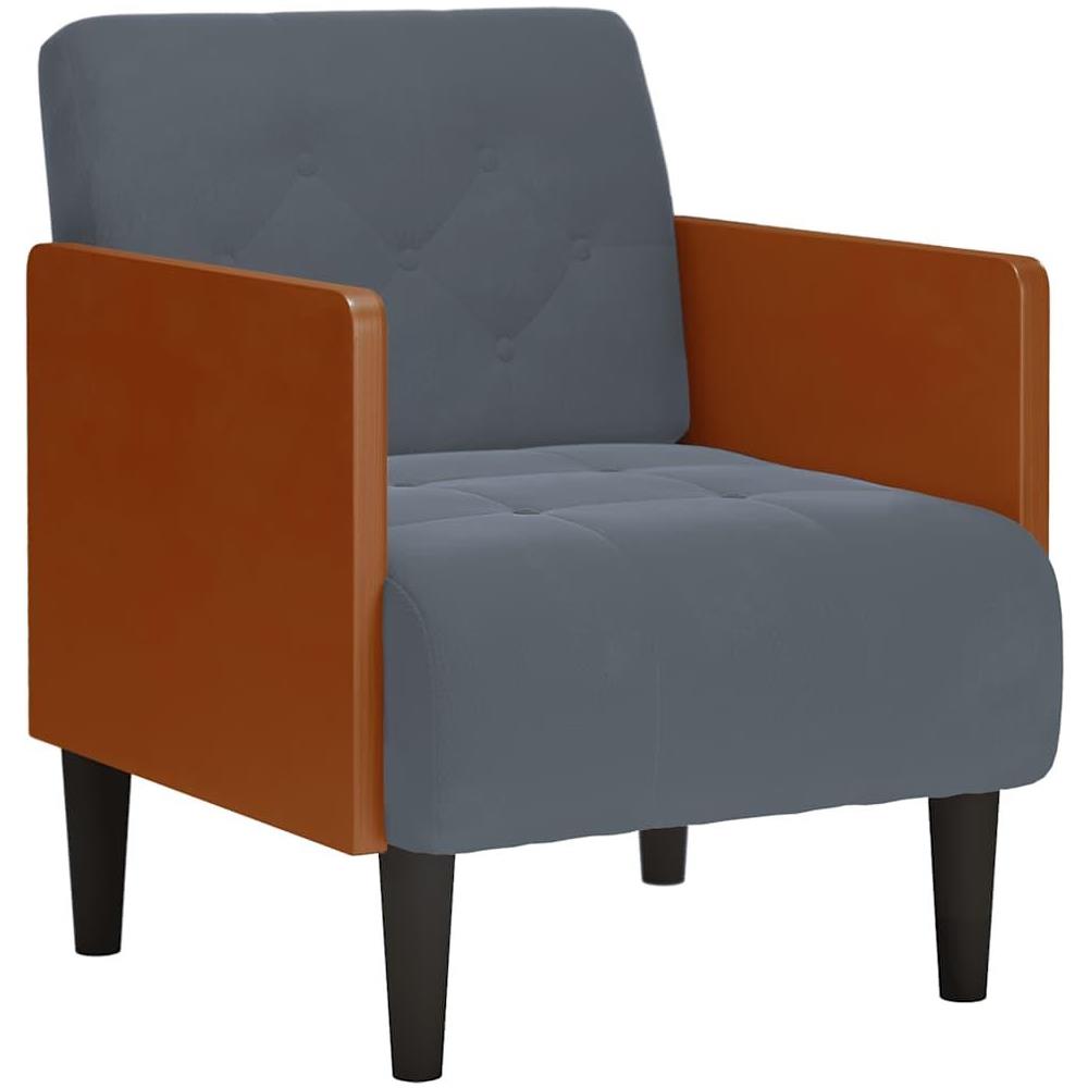 Divano Sedia con Braccioli Grigio Scuro 55 cm in Velluto - Foto 1
