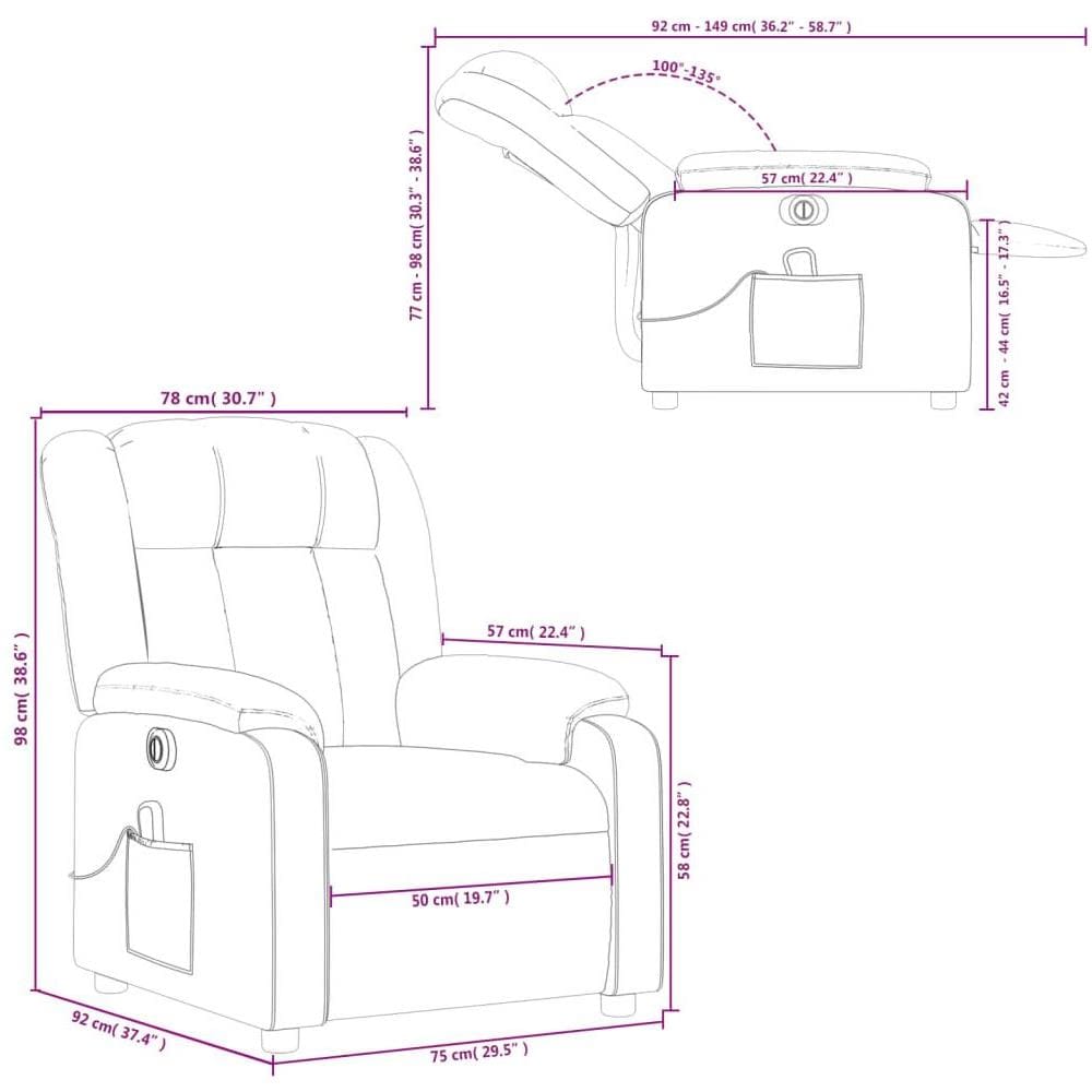 Poltrona Reclinabile Massaggio Elettrica Cappuccino Similpelle - Foto 10