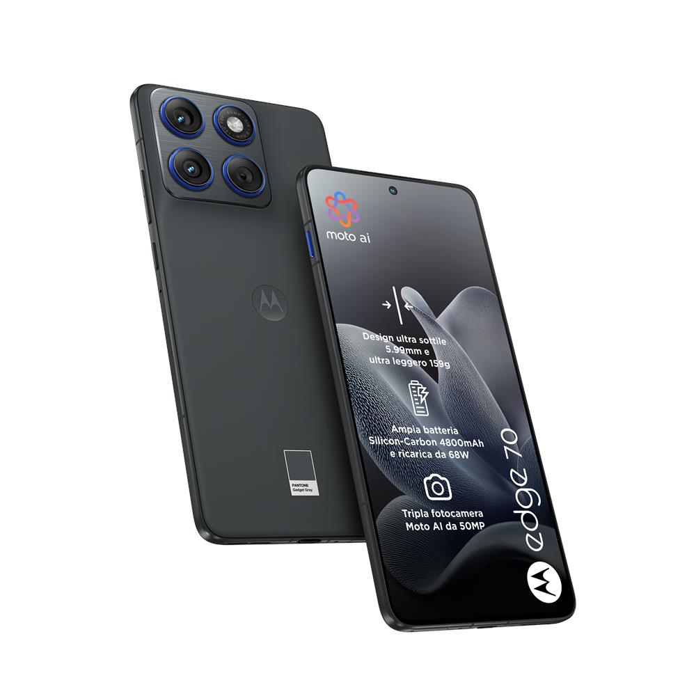 Moto Edge 70 5G 512GB 12GB Ram Display 6,67" pOLED Super HD Main Camera 50MP f / 2,0 Doppia SIM (1 nano SIM + eSIM) USB Type-C Android16 Snapdragon 7 Gen4 4800mAh Pantone Gadget Grey - Foto 1