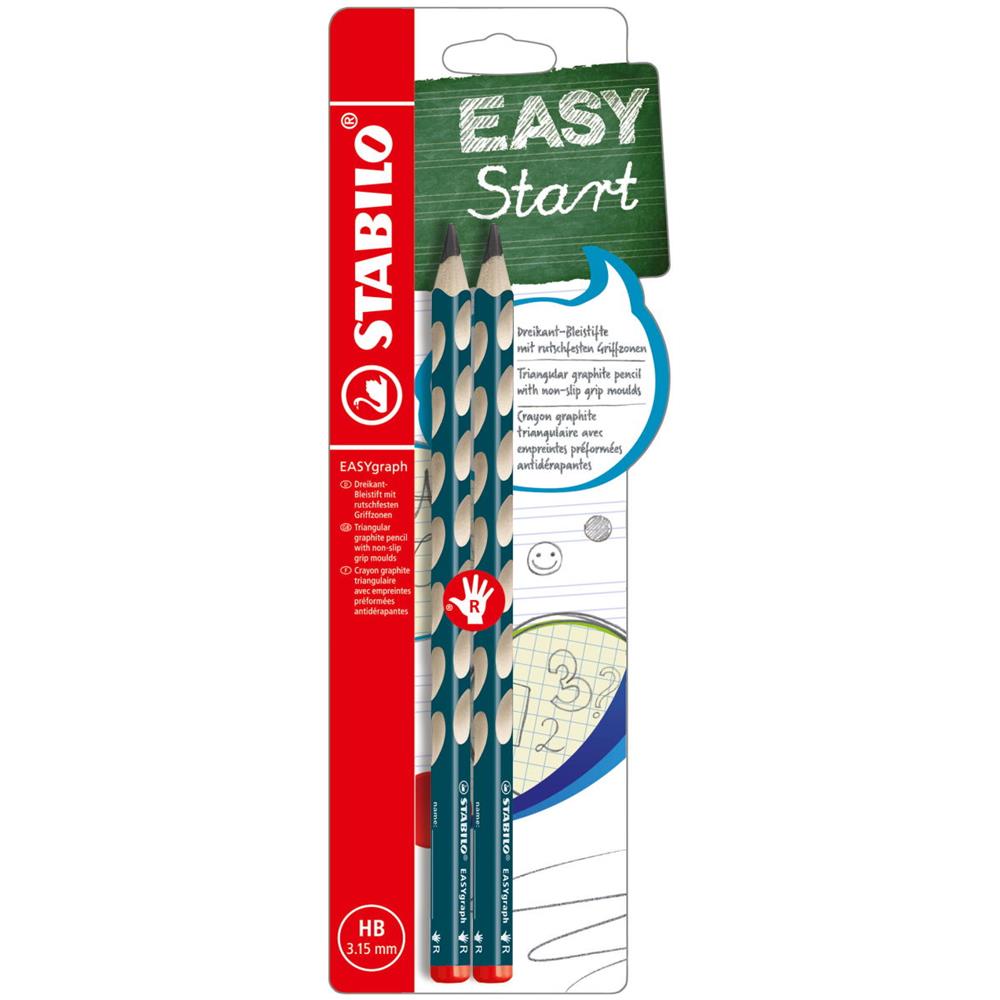 EASYgraph - Matita Ergonomica triangolare - per Destrimani - Petrolio - Pack da 2 - Gradazione HB - Foto 1