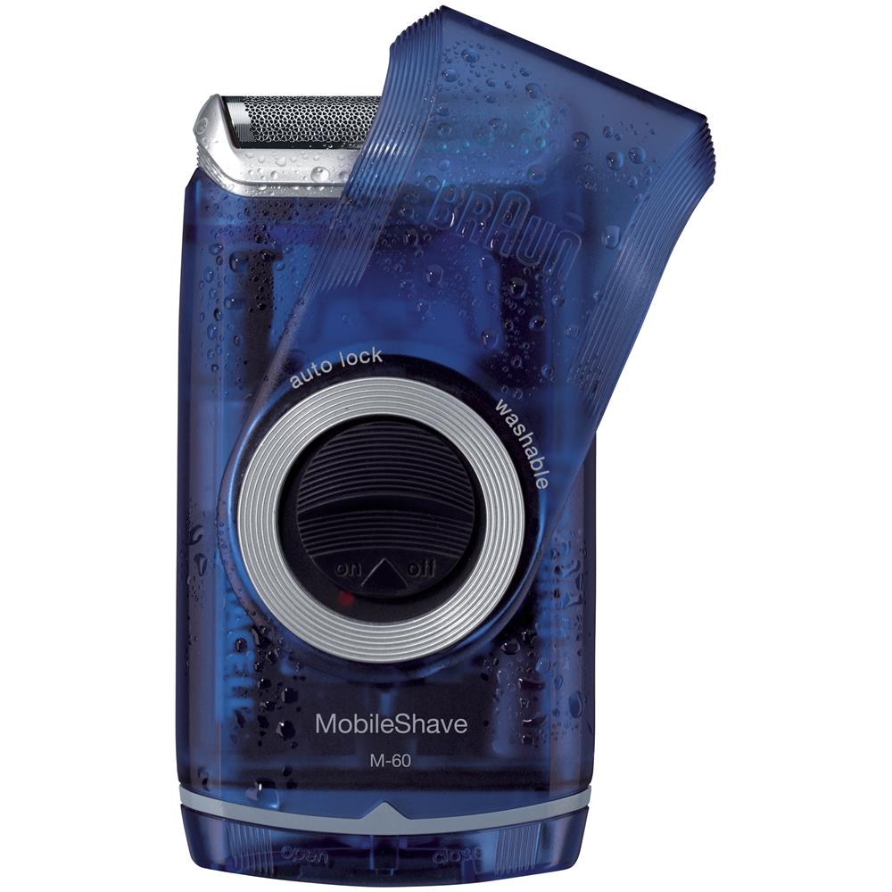 Rasoio da Viaggio MobileShave M-60 con Cappuccio di Protezione Girevole Colore Blu Trasparente - Foto 1