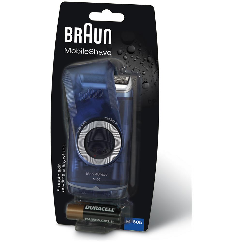Rasoio da Viaggio MobileShave M-60 con Cappuccio di Protezione Girevole Colore Blu Trasparente - Foto 2