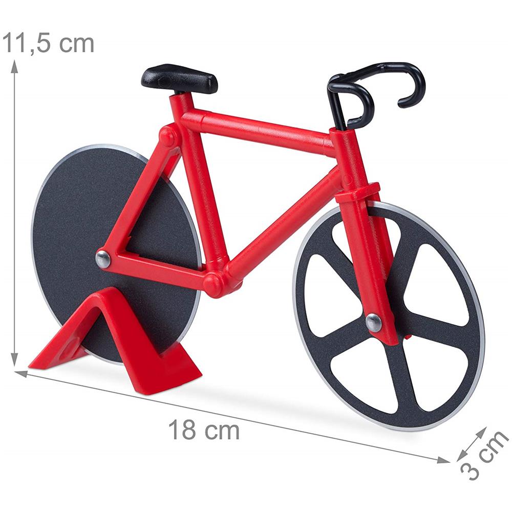 10022555 47 Tagliapizza Bicicletta Divertente Rotella Per Pizza A Forma Di Bici Acciaio Inox Cutter Da Cucina Tagliapasta Rosso - Foto 2
