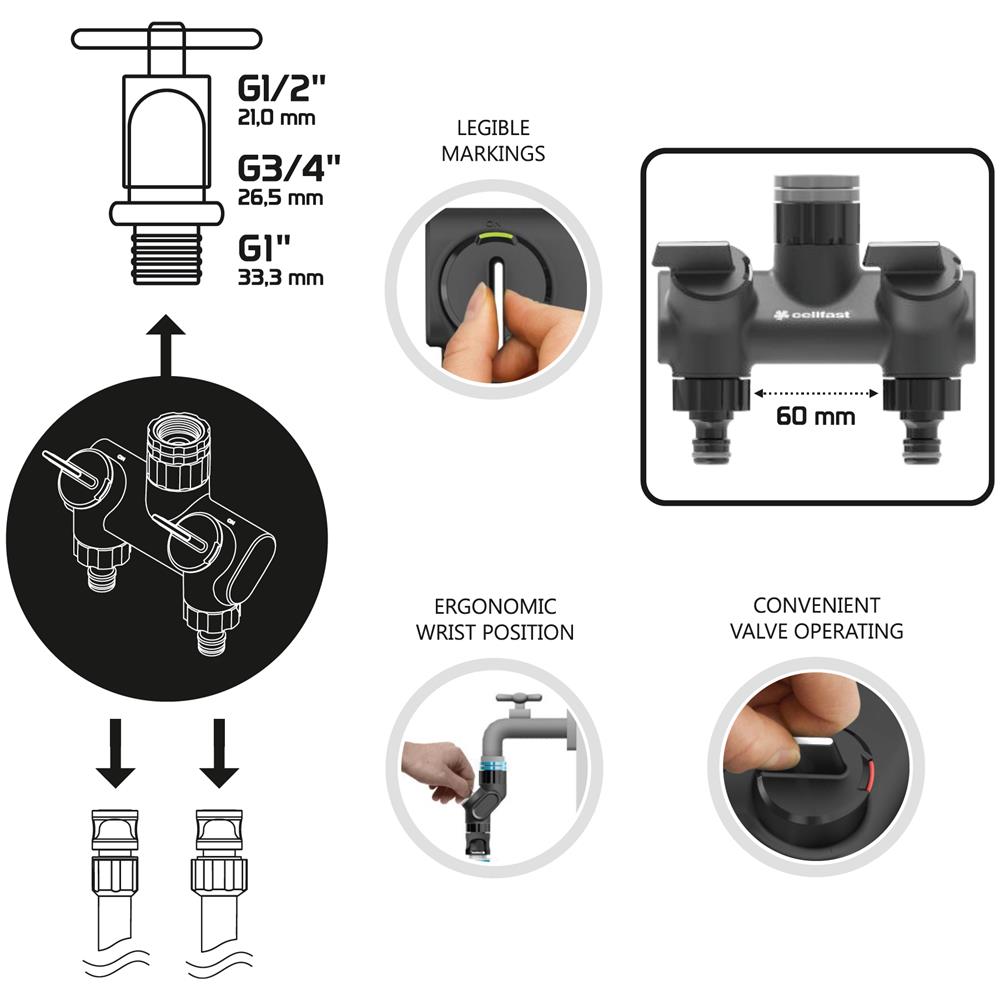 Distributore D'acqua Con Doppiù Patio Da Giardino. 2 Tubi Flessibili Per Prese Ergonomiche - Foto 2