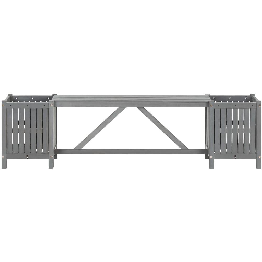 Panca da Giardino con 2 Fioriere 150cm Legno di Acacia Grigio - Foto 2