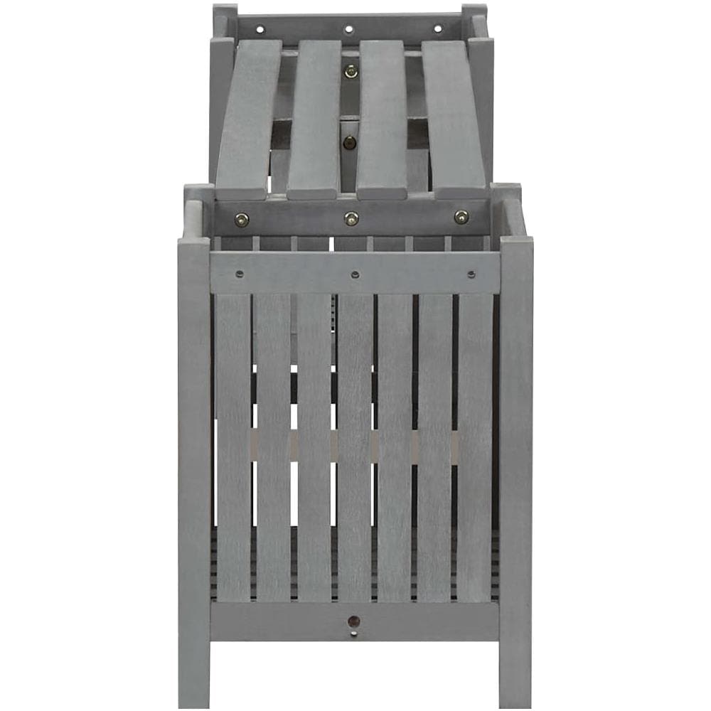 Panca da Giardino con 2 Fioriere 150cm Legno di Acacia Grigio - Foto 3