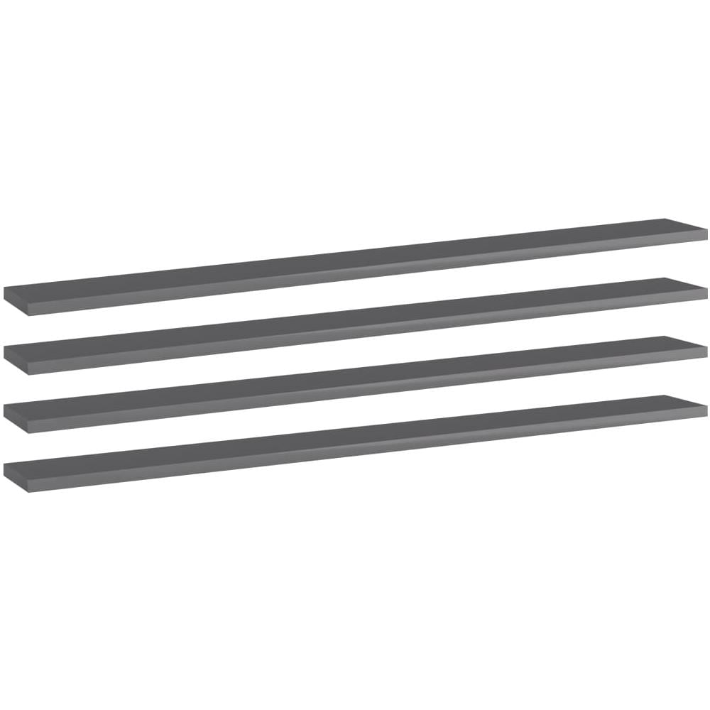 Ripiani per Libreria 4pz Grigio Lucido 100x10x1,5cm Multistrato - Foto 1