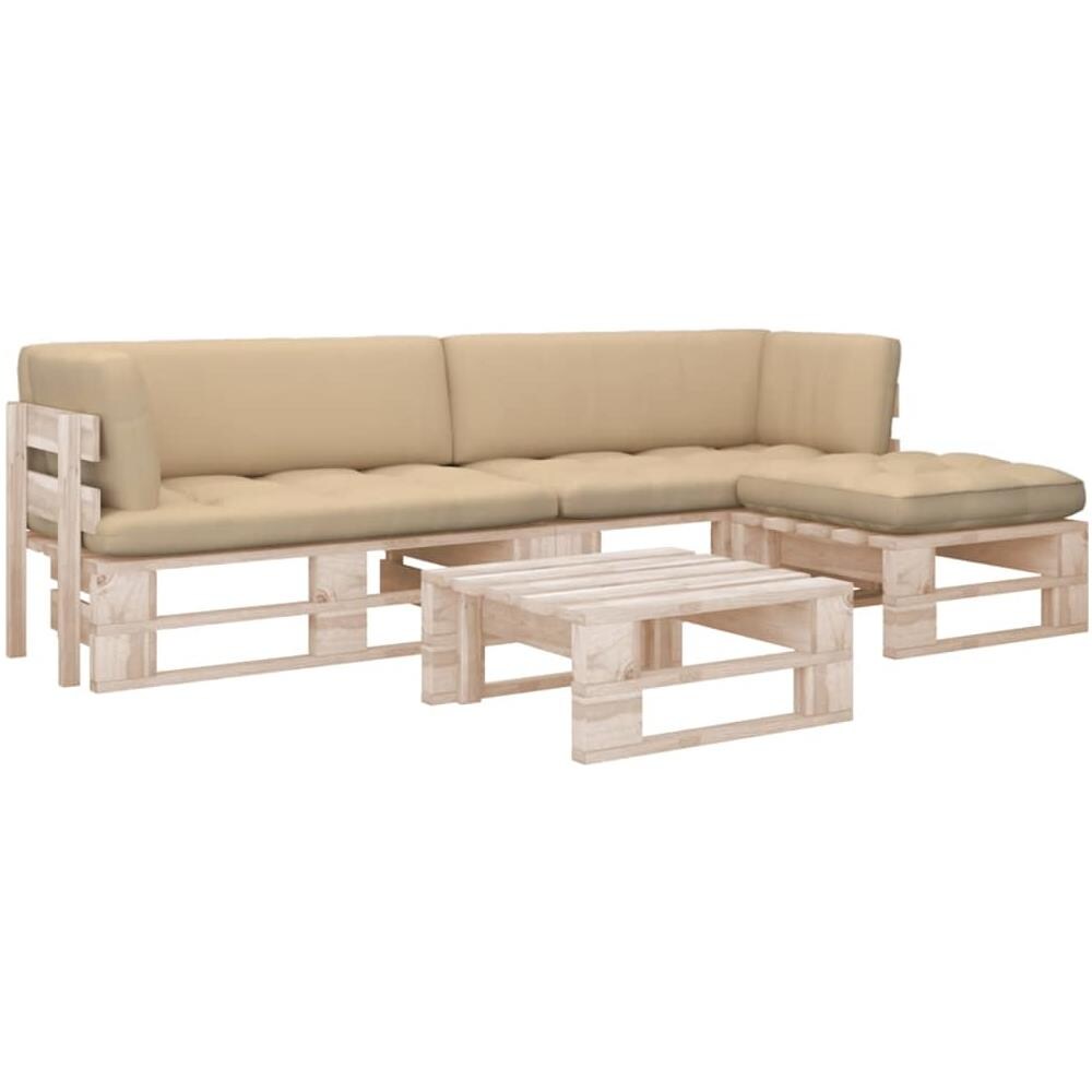 Set Divani a Pallet e Cuscini 4 pz in Legno di Pino Impregnato - Foto 1