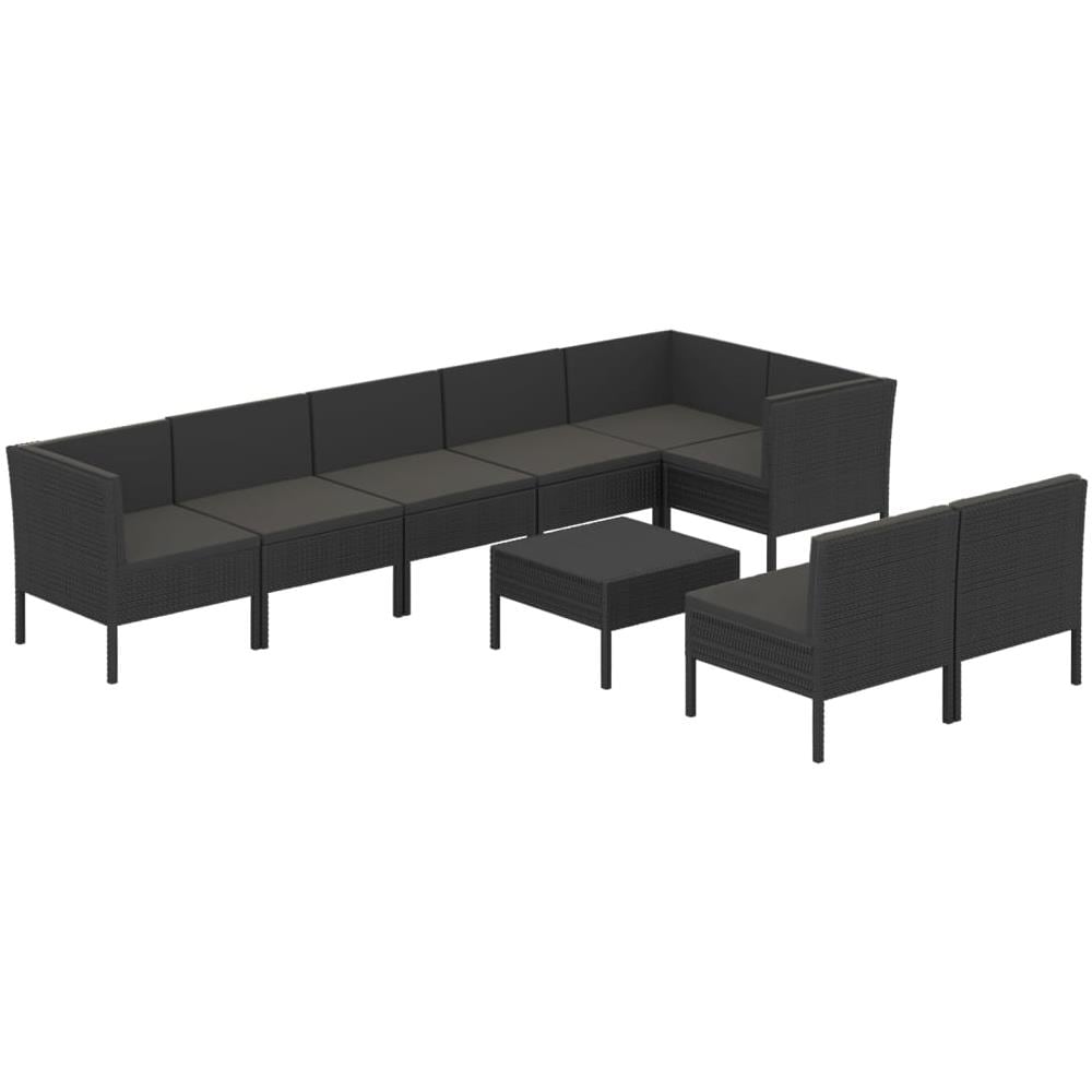 Set Divani Da Giardino 9 Pz Con Cuscini In Polyrattan Nero - Foto 2